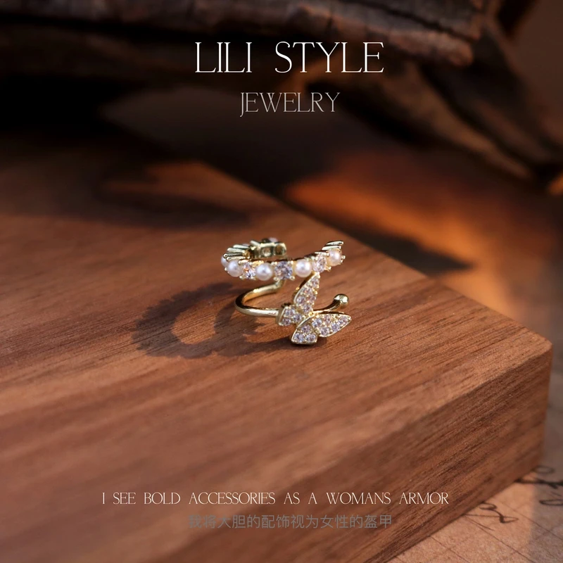 铜合金耳饰 蝴蝶无耳洞耳夹女轻奢高级感小众耳环耳骨夹耳饰K131