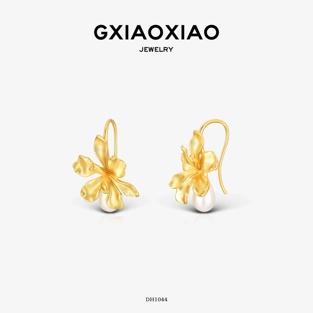 G XIAOXIAO 【瓣流珠】气质复古百搭色花瓣耳环 DH1044新年礼物