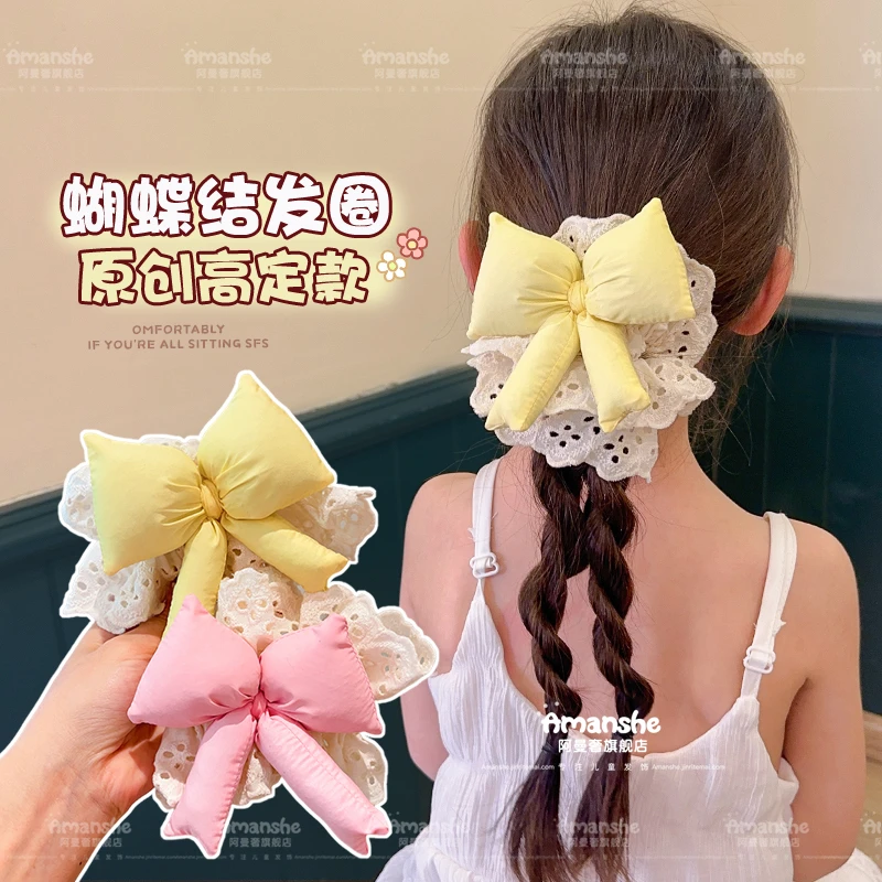 泡泡蕾丝~女孩甜美蝴蝶结发圈丸子头皮筋清新甜美百搭发绳发饰