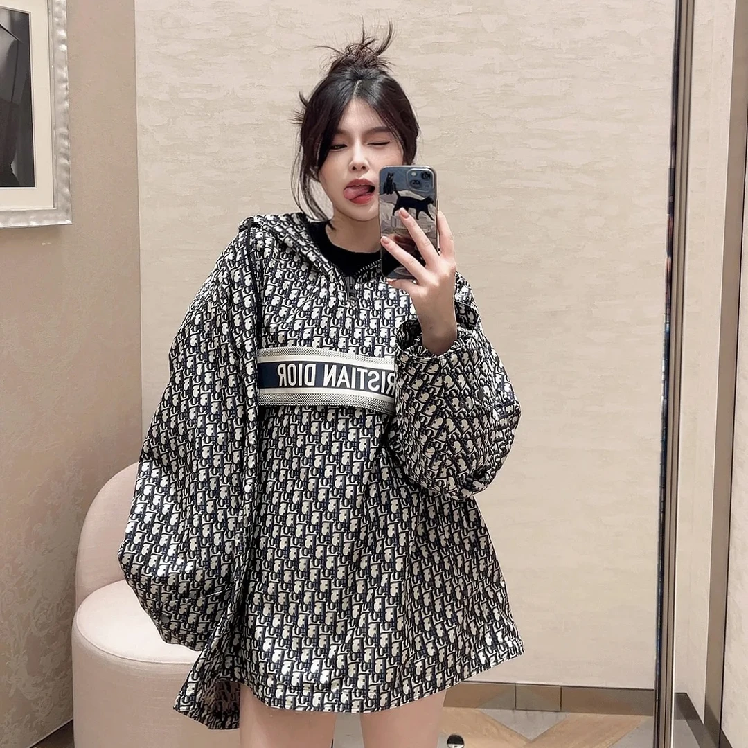 99新 DIOR/迪奥 连帽老花满印冲锋衣外套 XS码 99新 GM003809