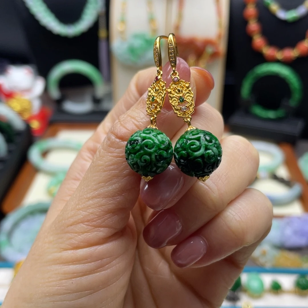 翡翠未镶嵌耳饰翡翠耳环