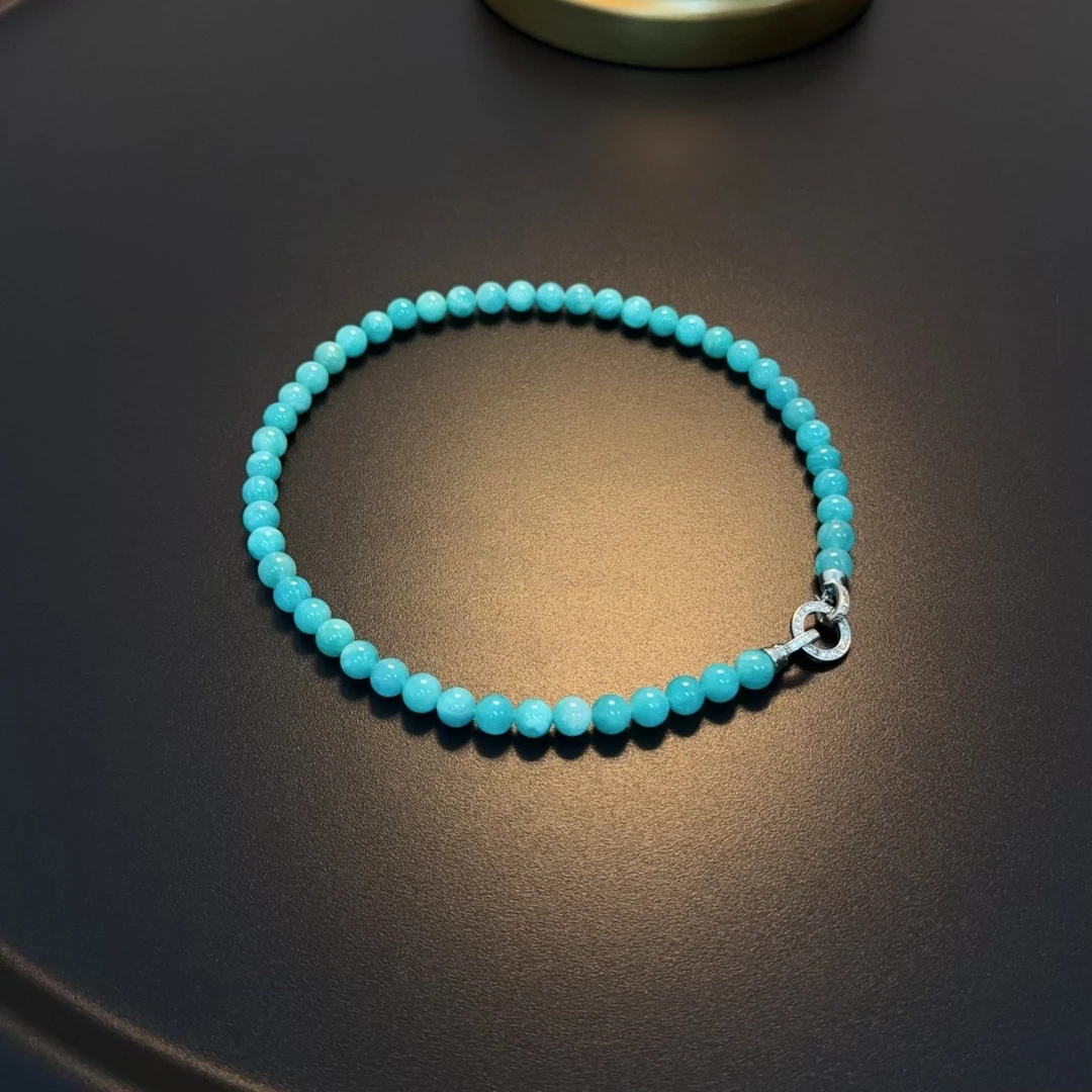 天蓝色天河石珠串项链高级感新中式多种戴法NEGlc 0550