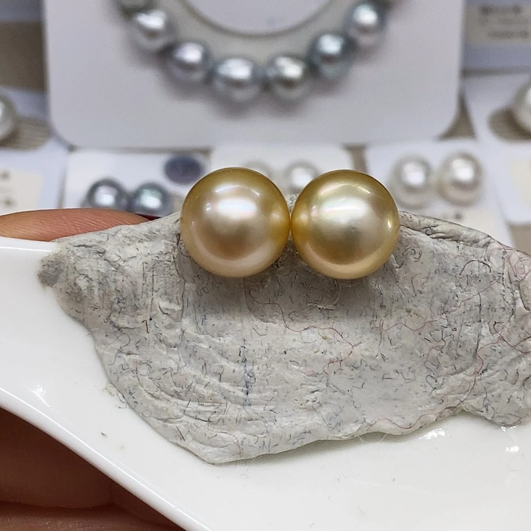 未镶嵌金珠馒头对珠12.1特价不退换海水珍珠