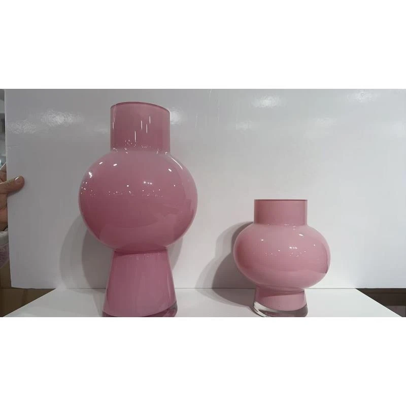 S外贸孤品粉色中古一对花瓶