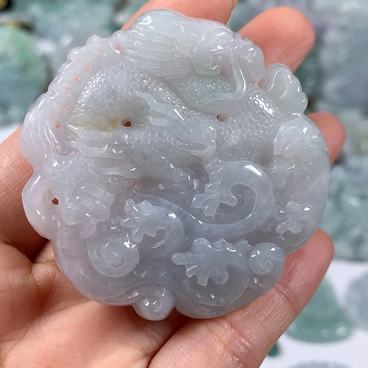 翡翠未镶嵌颈饰仿古龙行天下两面工艺福利