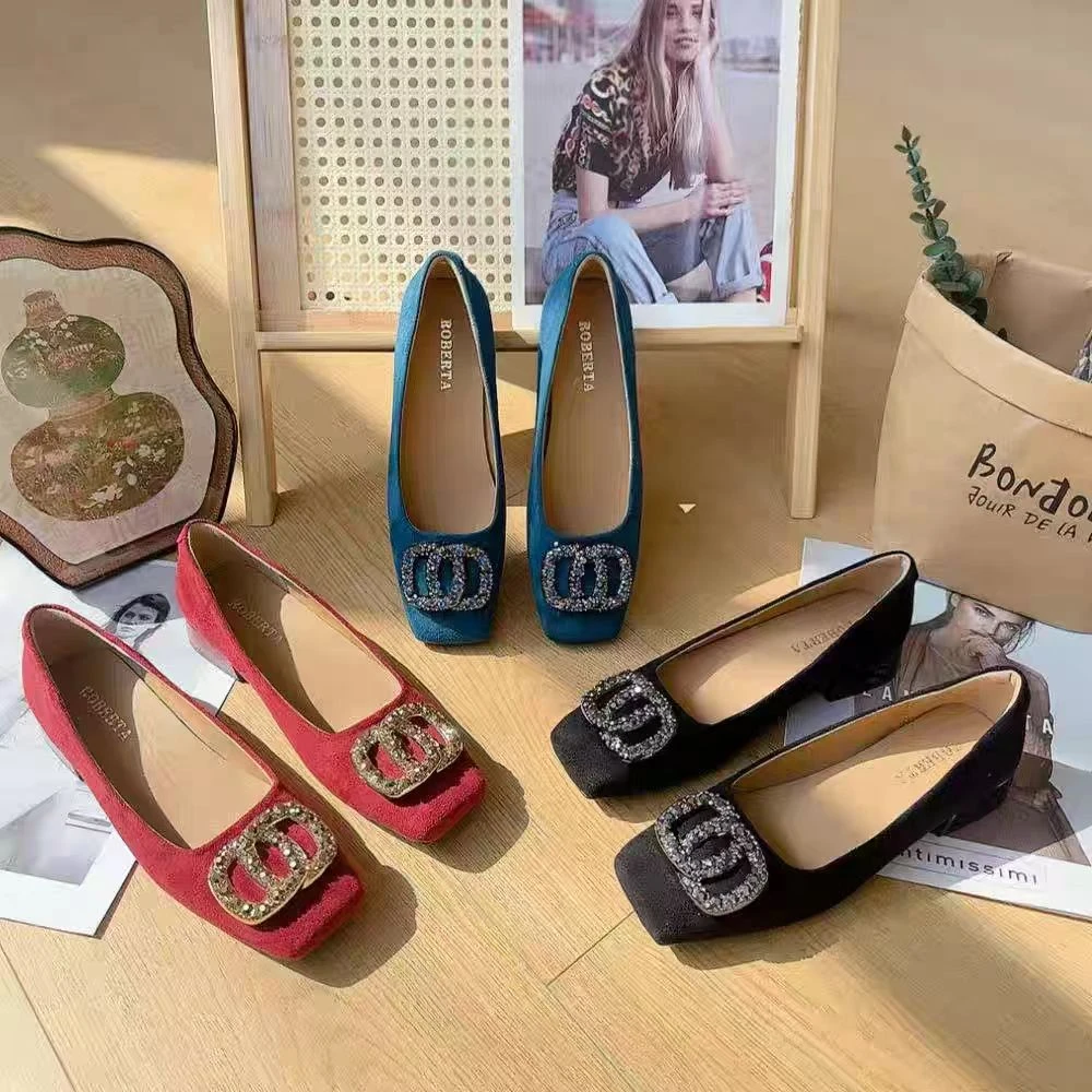 2598 法式方头粗跟女单鞋新款软底不累脚配裙子高级感女鞋