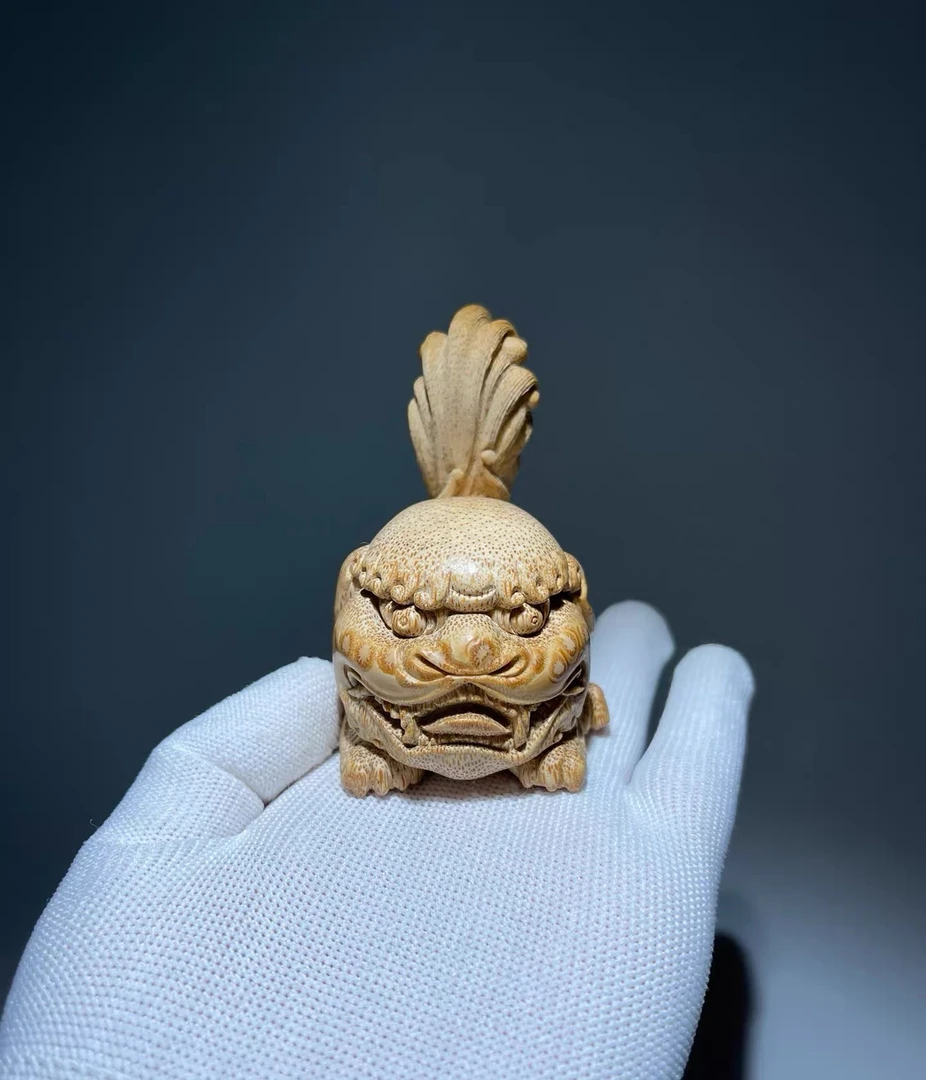 竹雕竹子竹编竹制品纯手工雕刻瑞狮