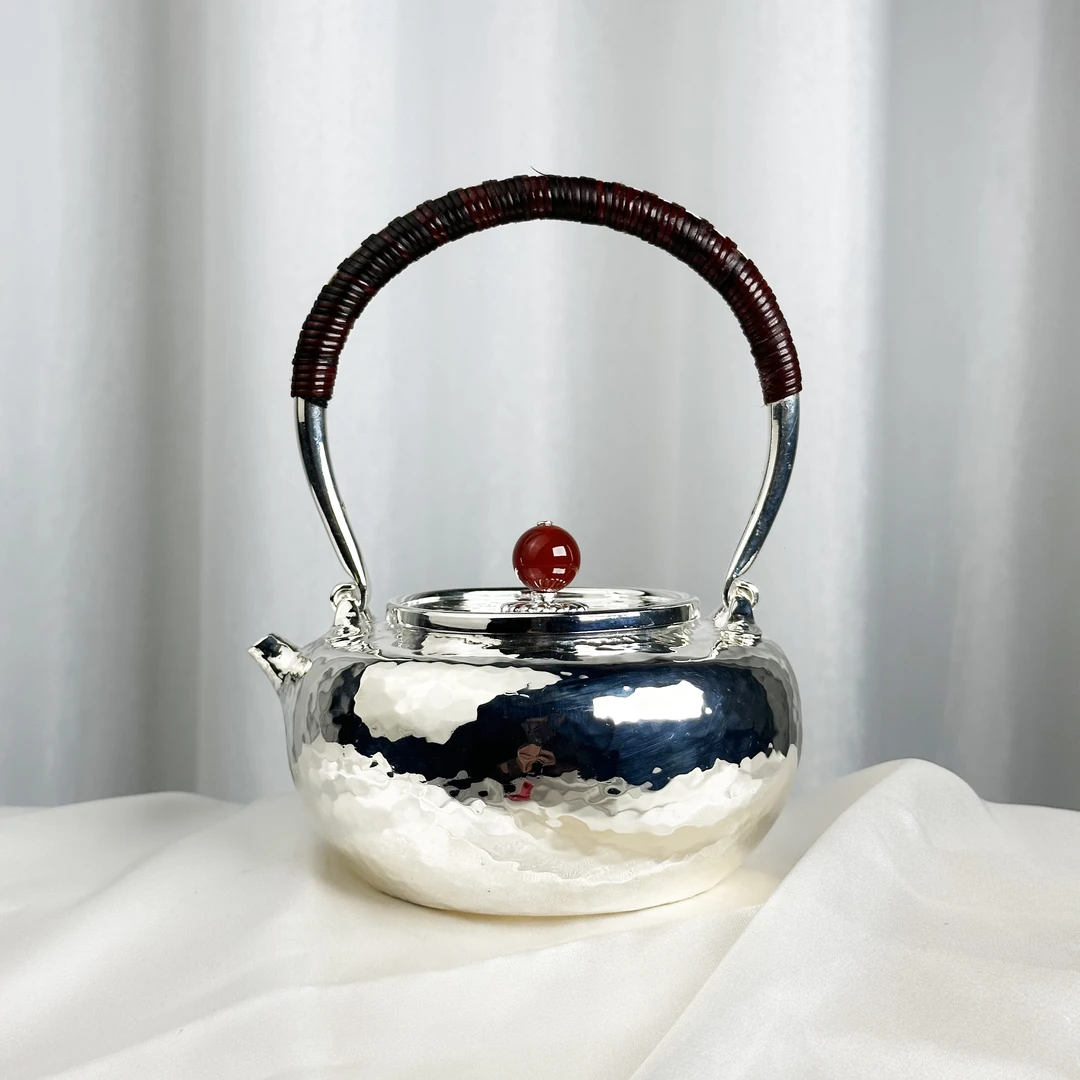 手工锤纹中号提梁烧水壶素面款