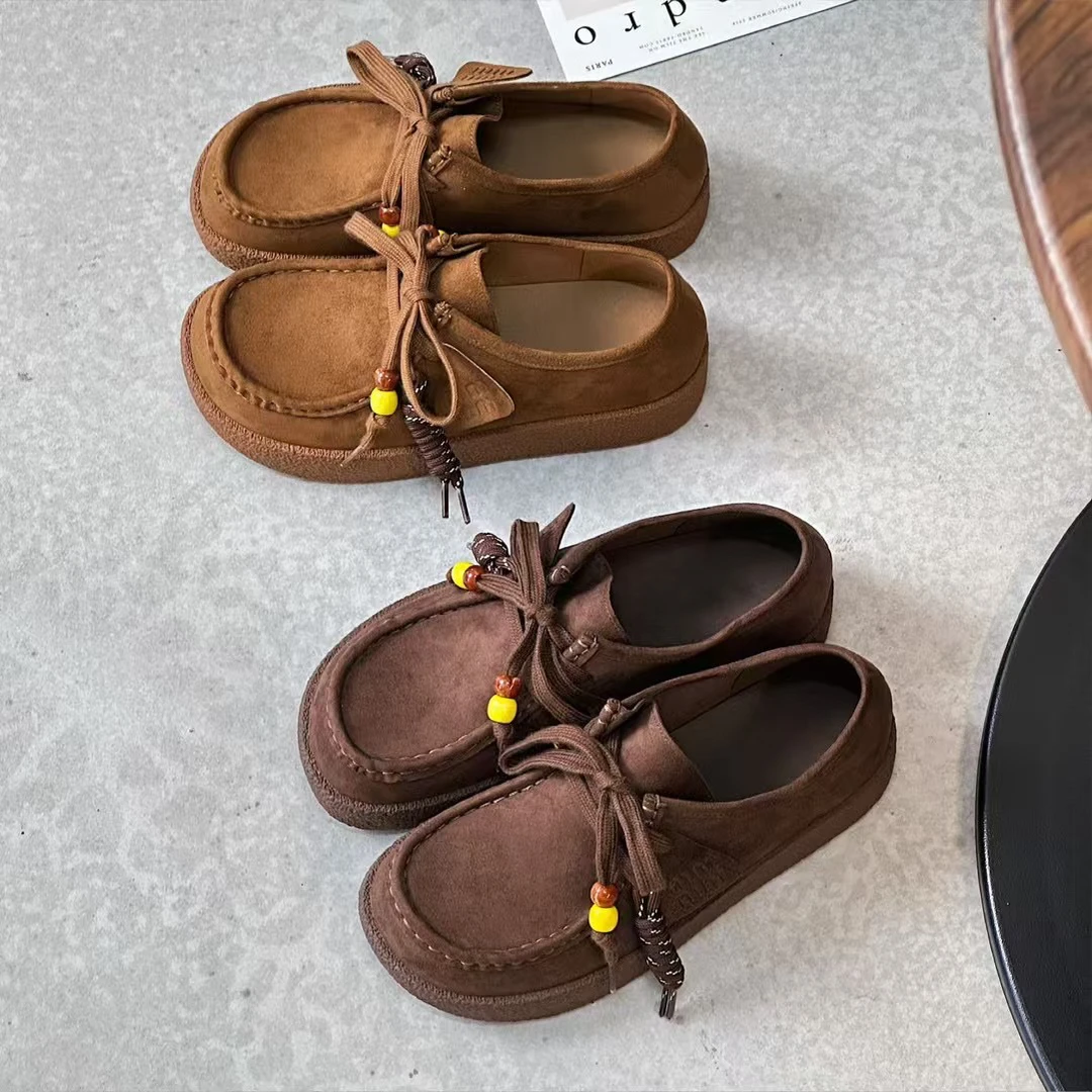 秋季新款袋鼠鞋轻便舒适平底深口复古耐磨防滑