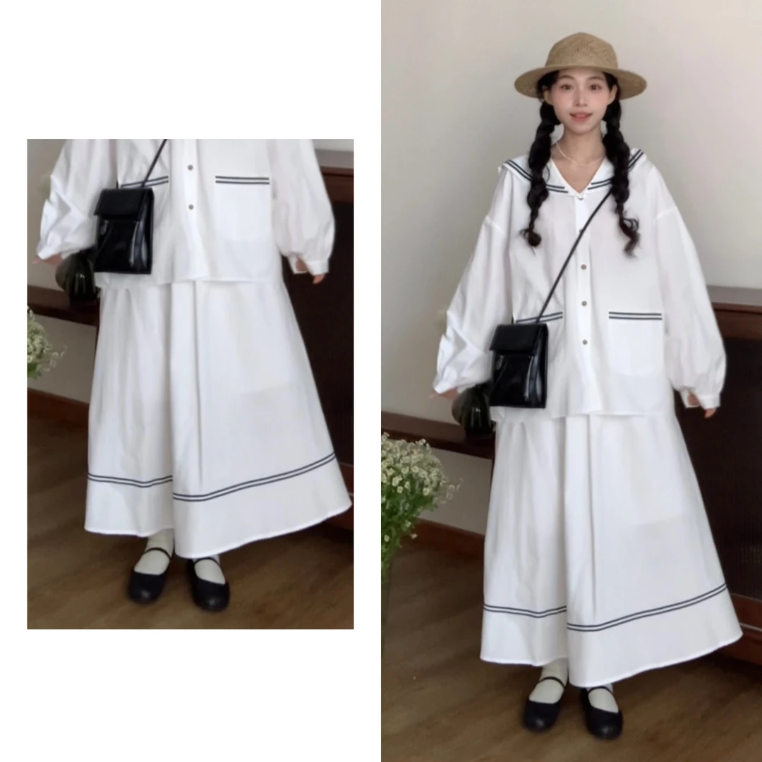 2163 “银河少女”法式撞色边伞裙半身裙