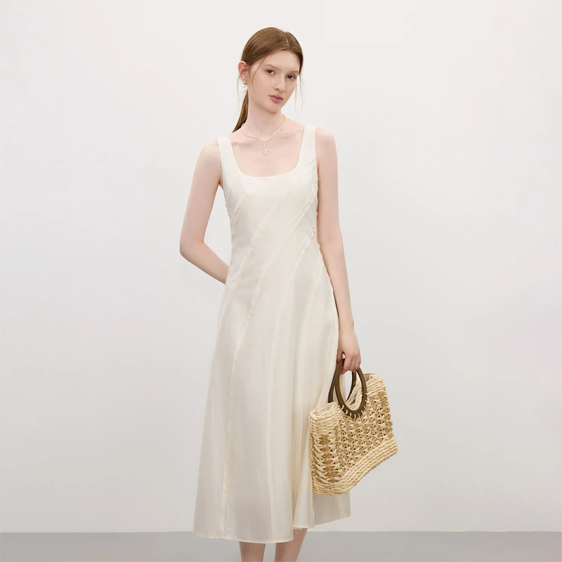 气质设计感背心连衣裙2025夏季新款拼接裙子25FS12812