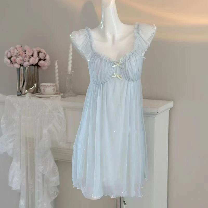 仙仙莫代尔蕾丝软纱睡裙