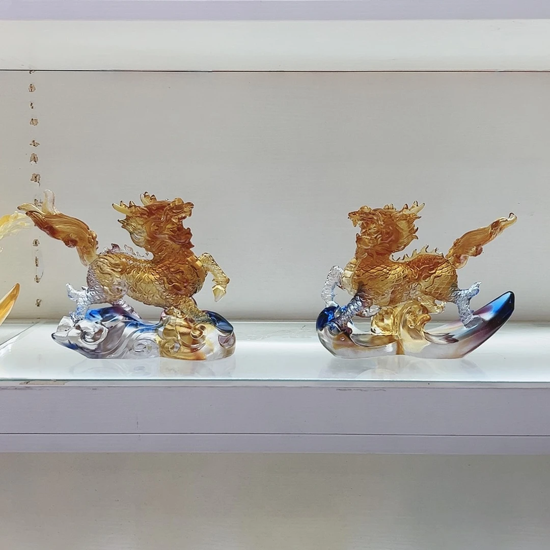 【闪购商品】手工艺品琉璃一对麒麟