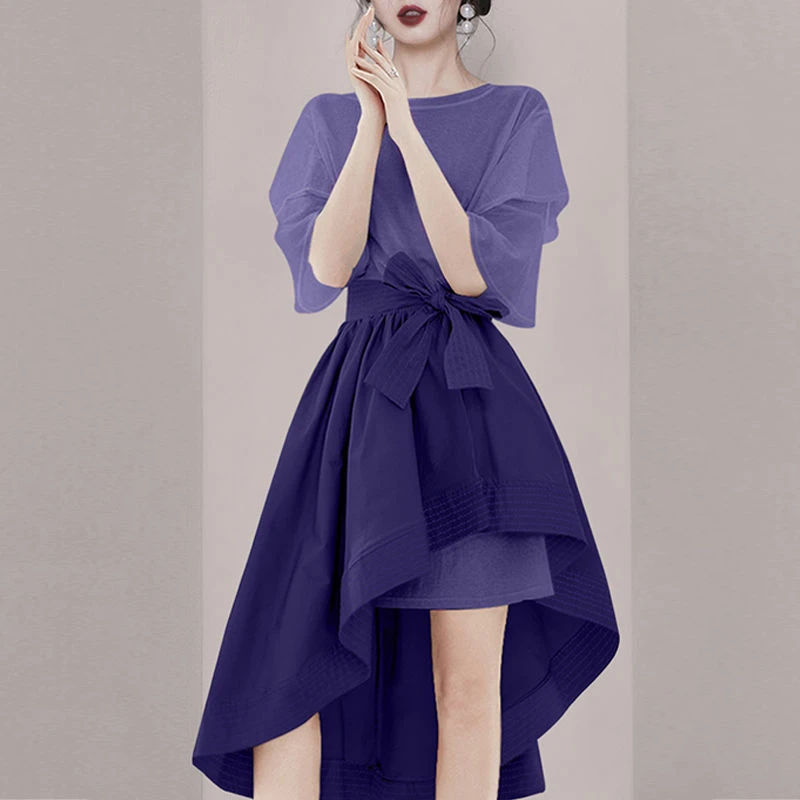 时尚套装女神范不规则高腰两件套2024早春新款女洋气减龄显瘦套装