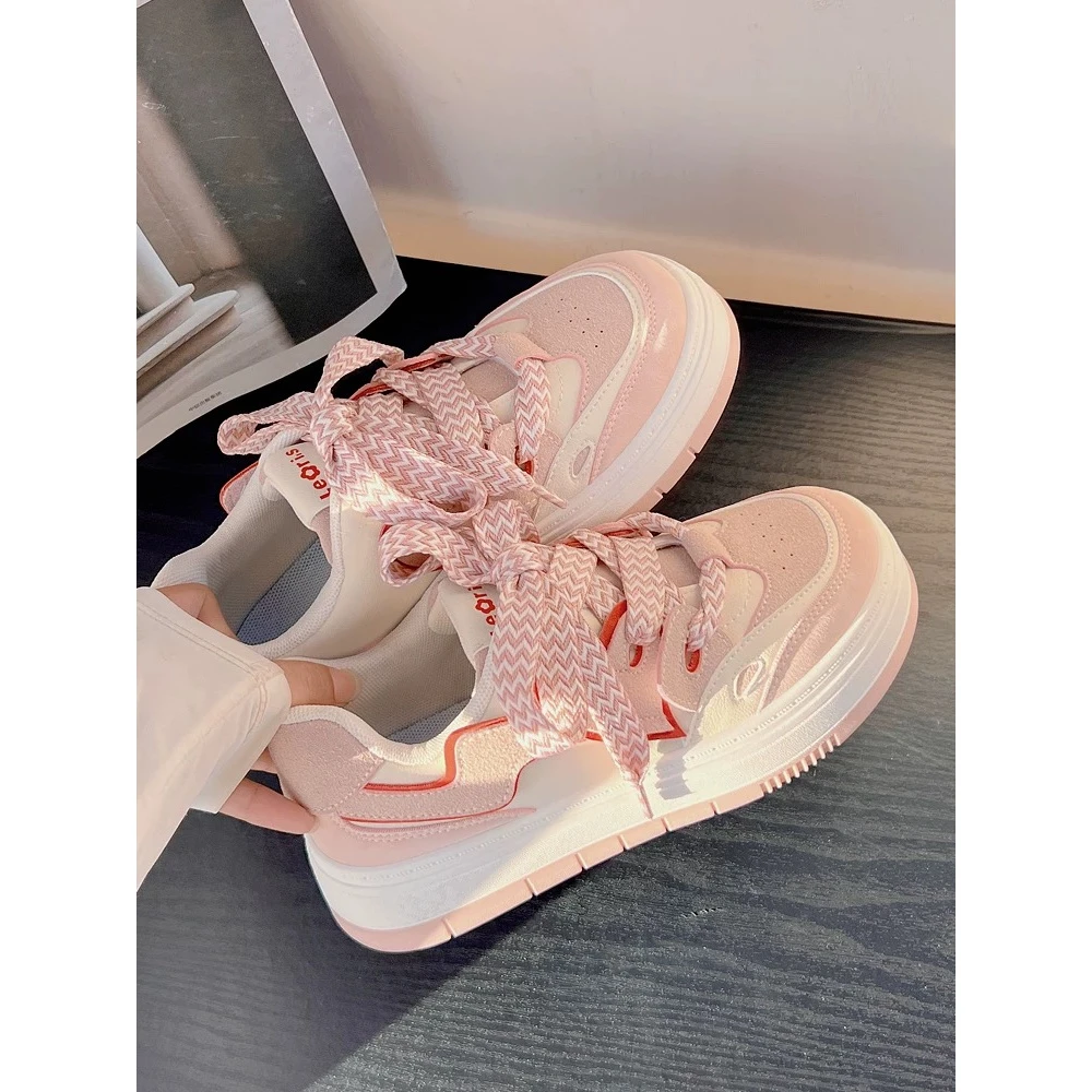 B692 粉 韩版奶fufu2025年夏季新款百搭爆款小众厚底休闲粉色女鞋