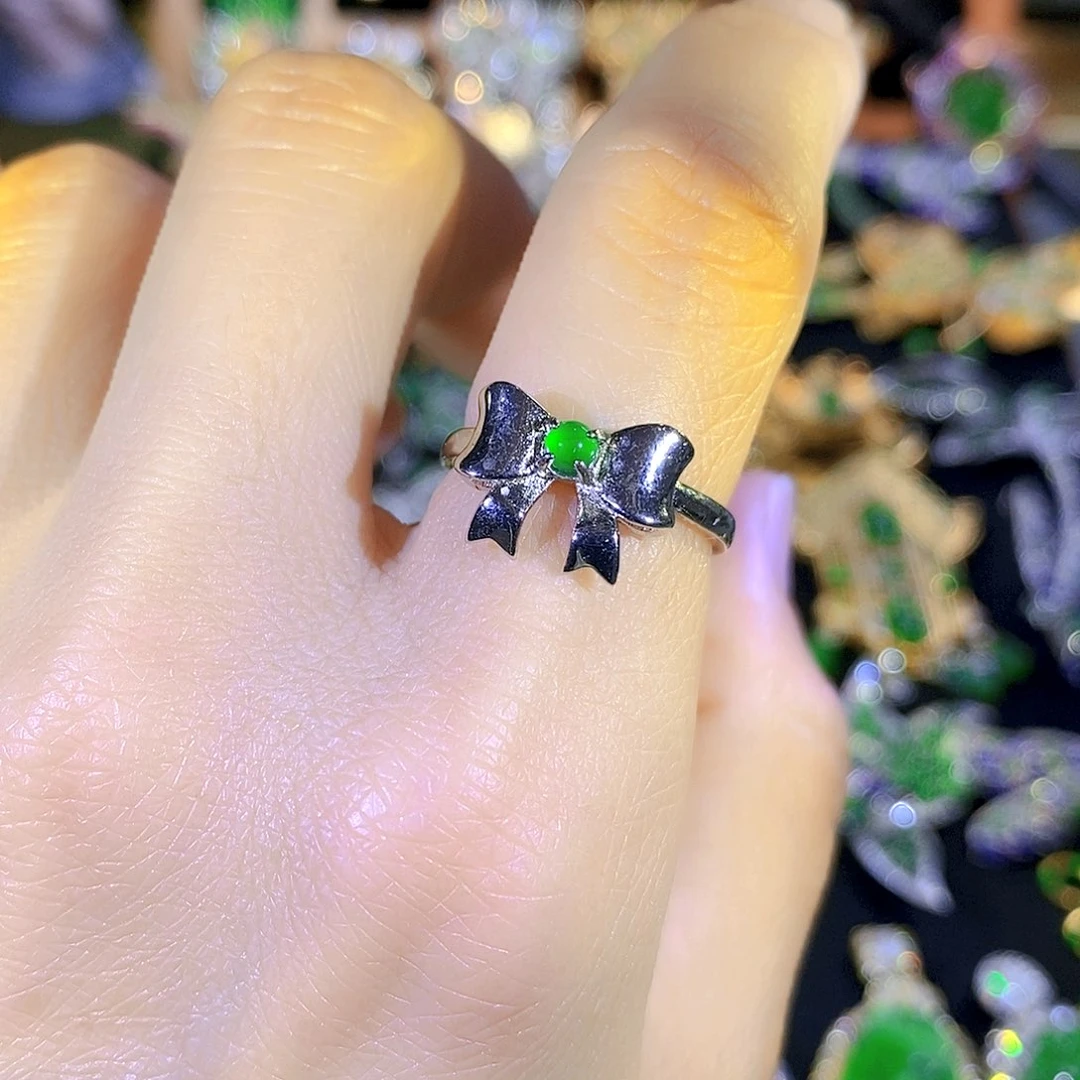 吊坠(不含链)银S925镀金镶嵌翡翠