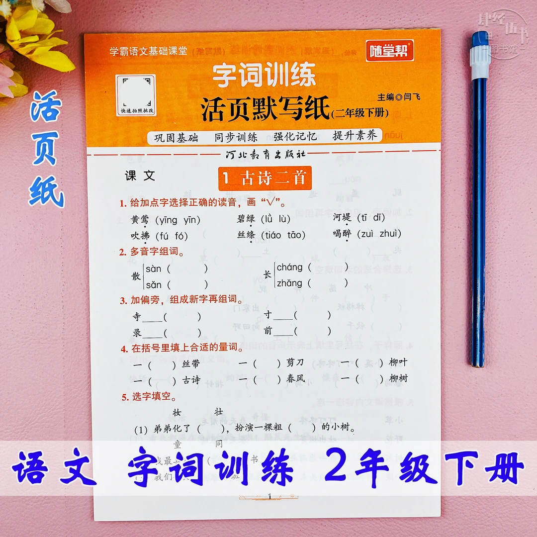 语文二年级下册字词专项训练人教版二年级语文生字词语活页默写纸