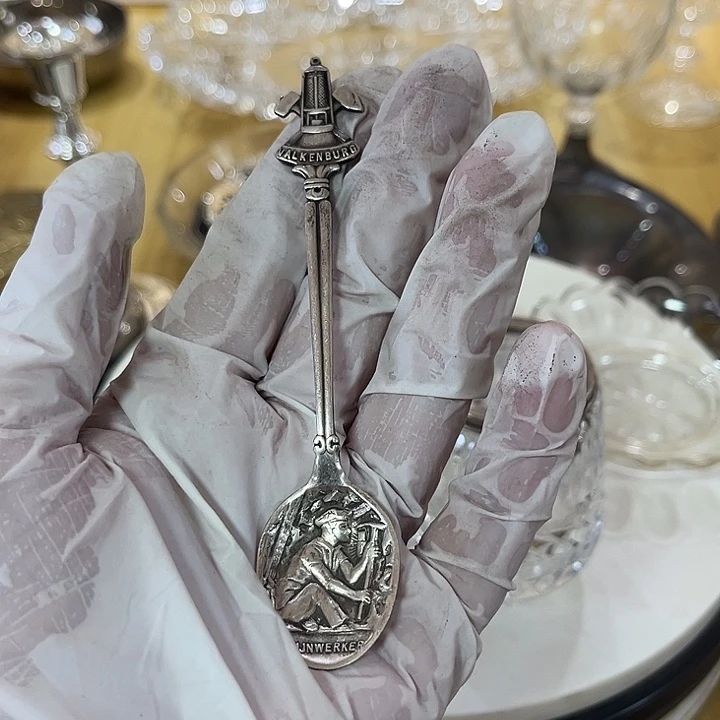 勿***·贵金属欧洲中古镀银勺子勺子