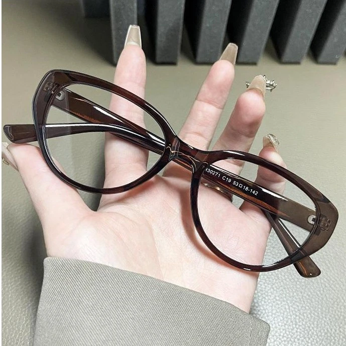 优雅复古猫眼茶框平光镜超轻防蓝光眼镜老视镜气质修颜护眼老花镜