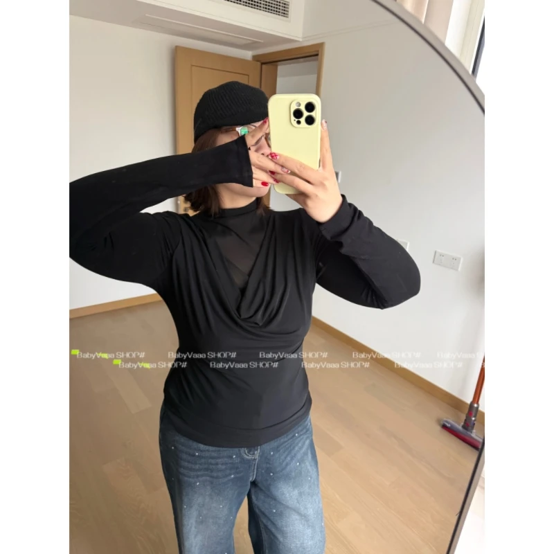 【曼妙lady】秋冬新款微胖大码显瘦亲肤纯欲半高领蕾丝打底