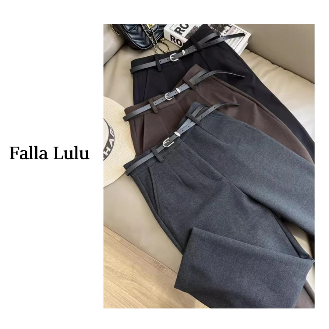 @英子家 - 质感版型hin好！通勤显瘦高腰阔腿休闲裤  C1426