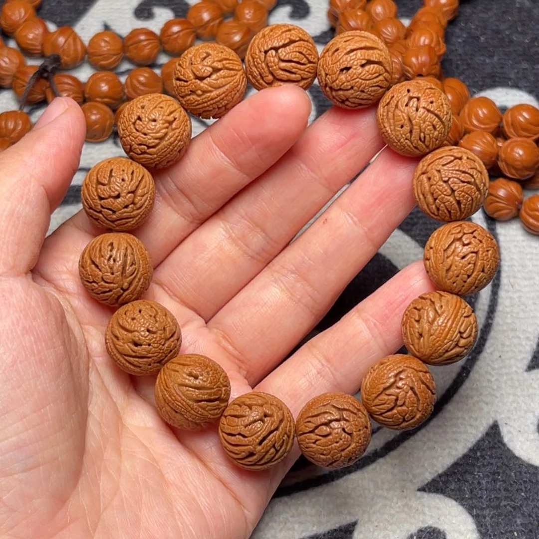 桃核手串龙纹绣球16