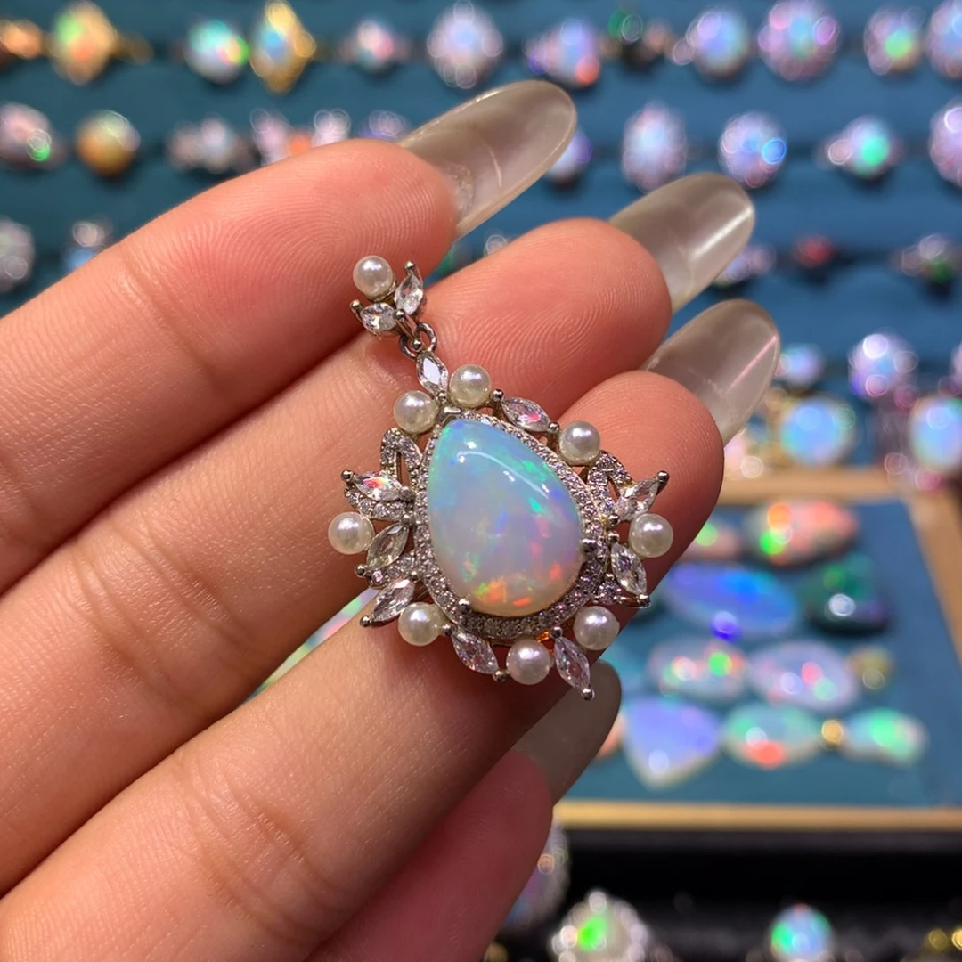 欧泊银S925镶嵌吊坠款