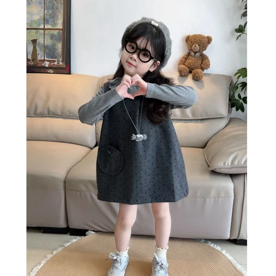 儿童春秋季新款洋气2025甜美长袖女童公主连衣裙套装女宝宝秋装潮