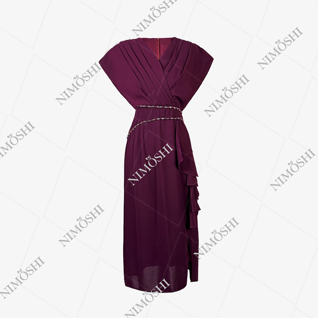 NIMOSHI莎莎新款轻奢高定复古钉珠设计气质显瘦连衣裙Q1519