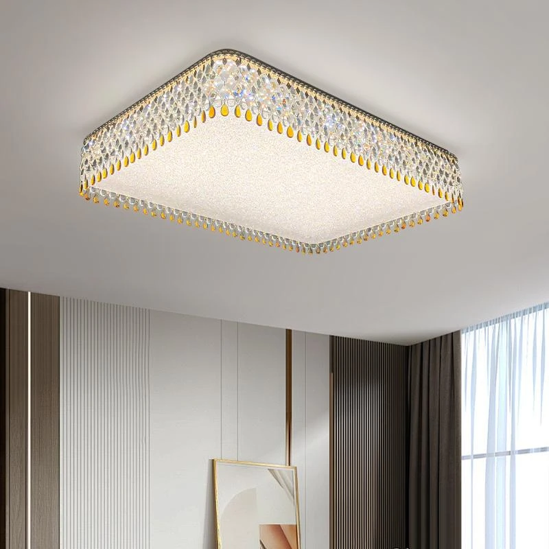 大客厅吸顶灯超亮2024年新款长方形客餐厅水晶吸顶灯卧室温馨浪漫