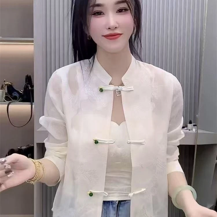 国风防晒薄款外套轻奢复古春夏提花百搭新中式国风气质上衣爆国潮