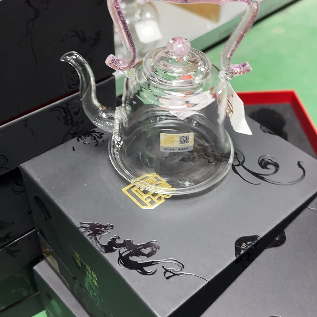 手工艺品琉璃风铃提梁壶粉凤尾晶焱金标