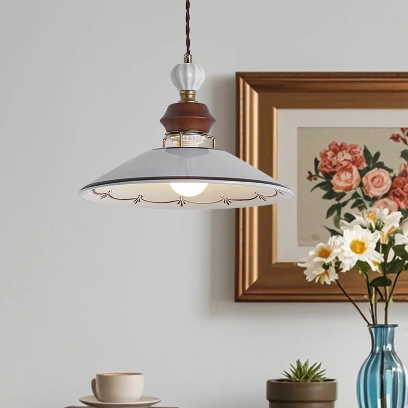 法式中古手绘陶瓷餐厅小吊灯复古玄关餐桌民宿个性吧台书房单头灯