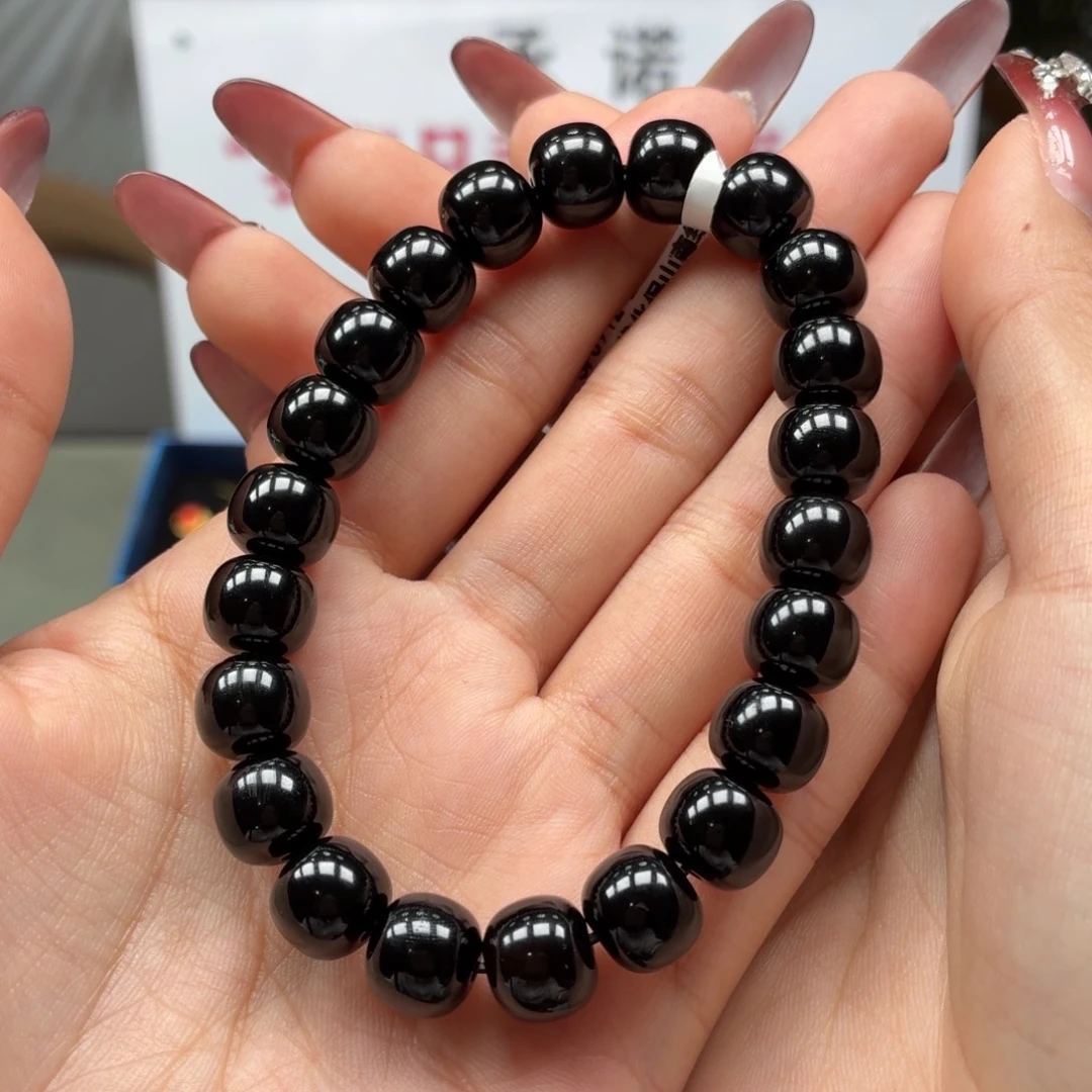 玛瑙/玉髓未镶嵌手串原矿保山黑玛瑙老型手串卡10+