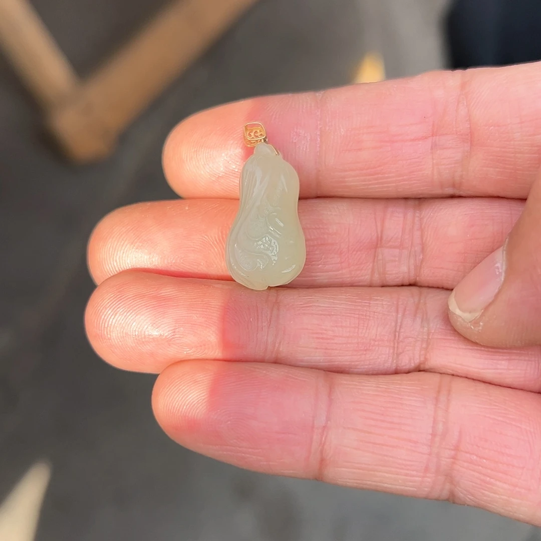 和田玉玉百财18K金镶嵌简**福