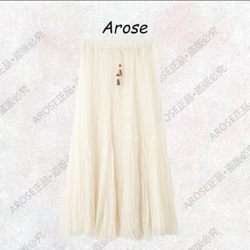 【AR0SE•正品】2025夏季褶皱高腰双层褶皱半身裙显瘦muji风3116