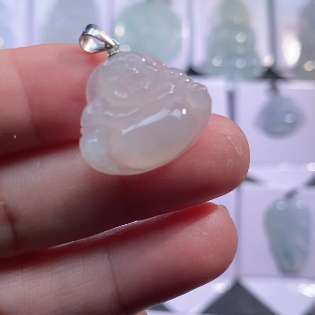 翡翠银S925镶嵌颈饰佛