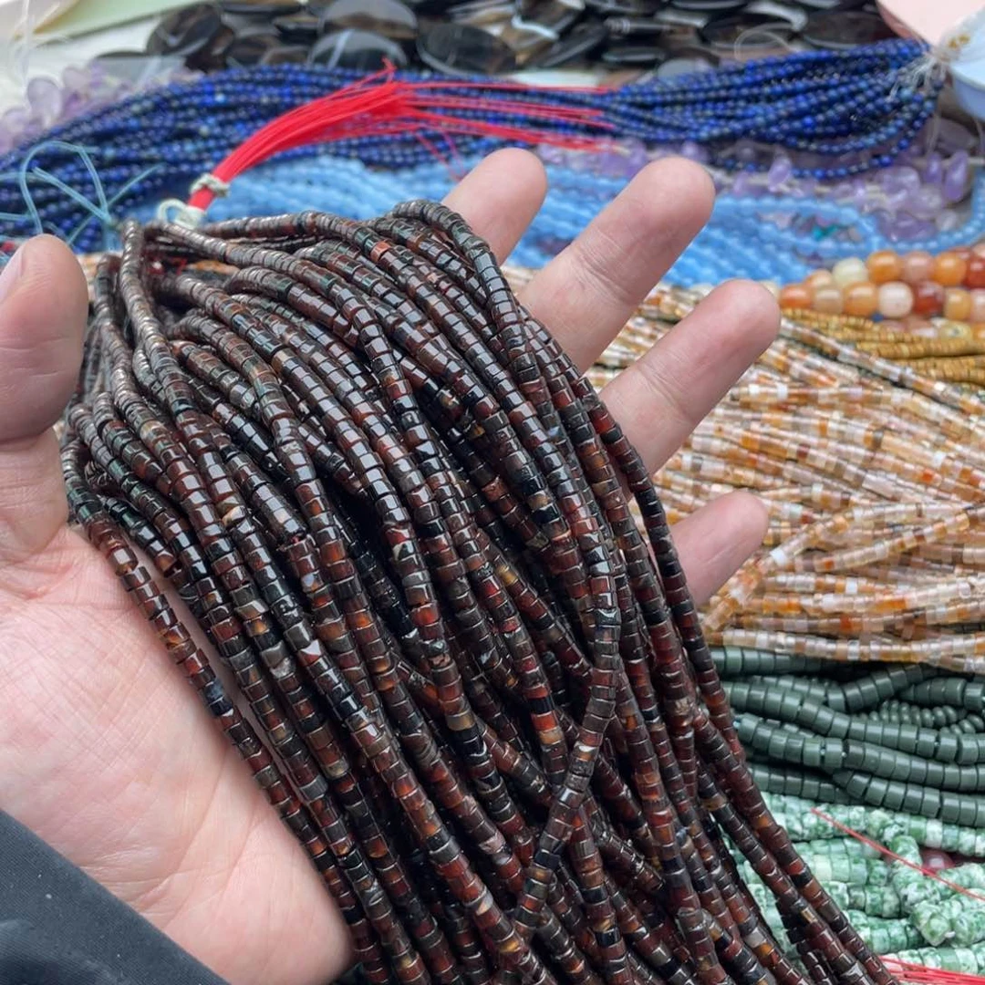 玛瑙/玉髓珠宝半成品未镶嵌一条装4mm黑糖玛瑙直切隔片