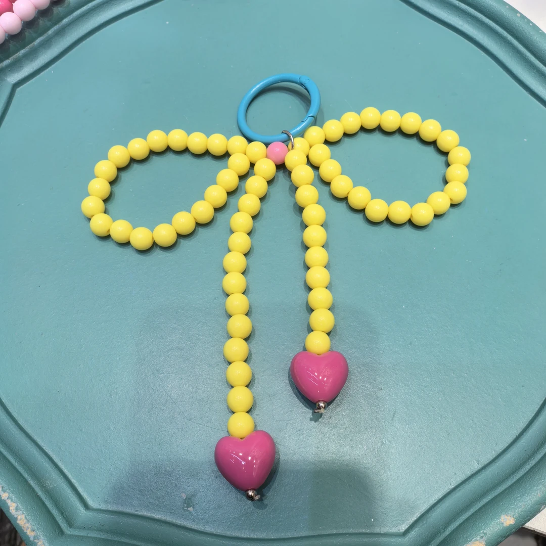 C322黄色大蝴蝶结泡菜款手机链包挂件