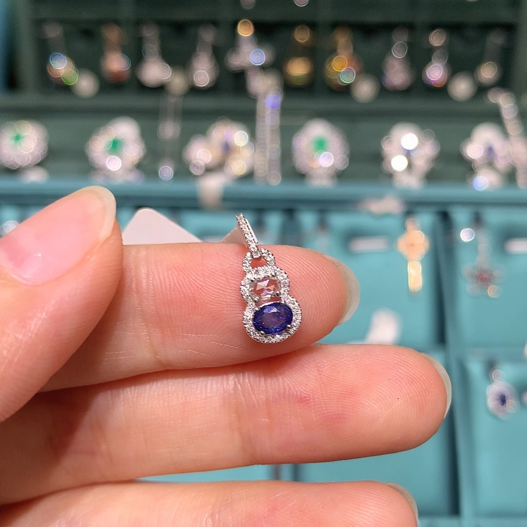 吊坠(不含链)蓝宝石铂Pt850镶嵌