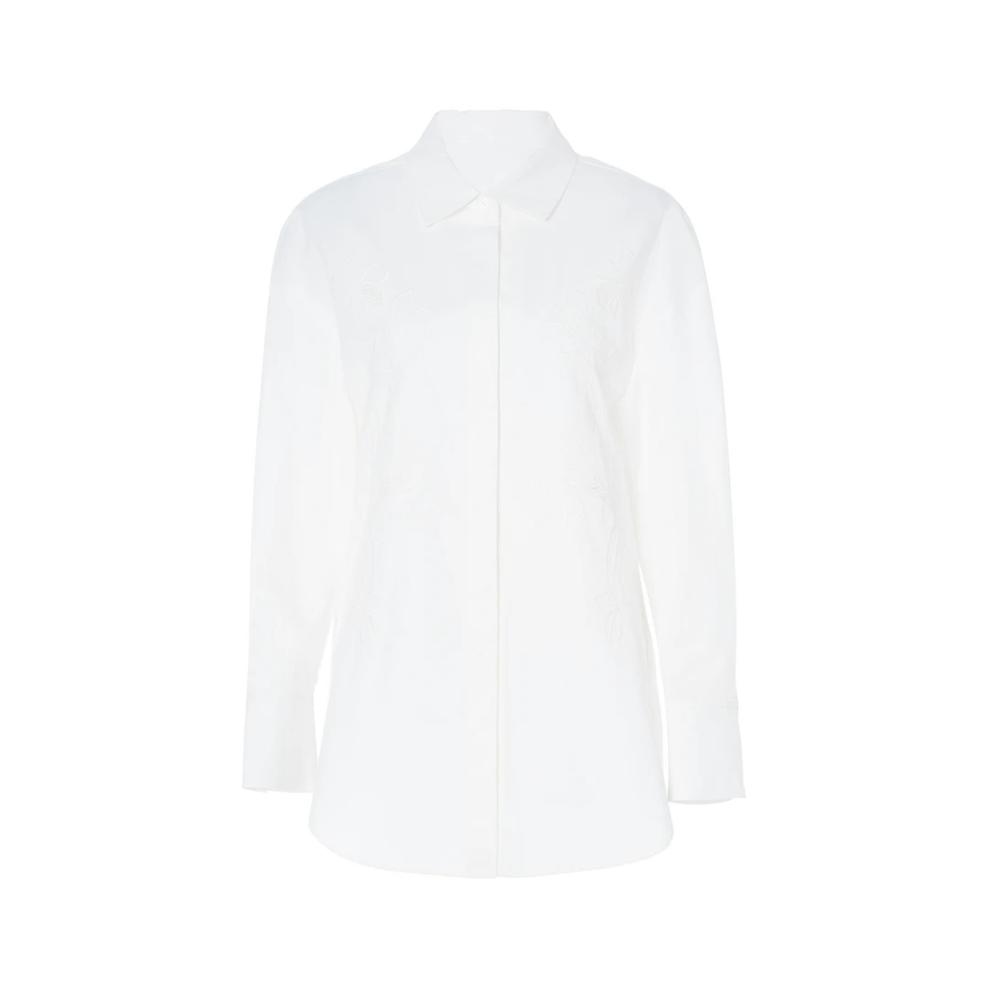 LYNEE 棉简约宽松落肩镂空绣花衬衫女小众设计时尚衬衣LGB2FSW034