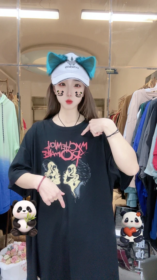 外贸高品质T恤黑色情侣。