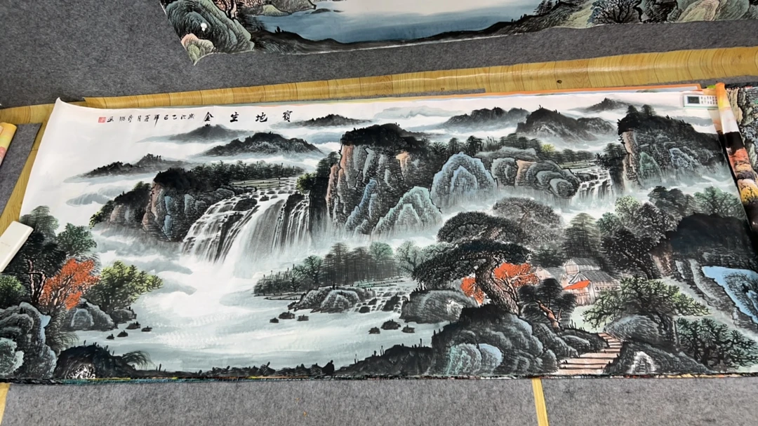 宝地生金画芯尺寸：240cm*100cm山水画挂画客厅背景墙挂画字画国画