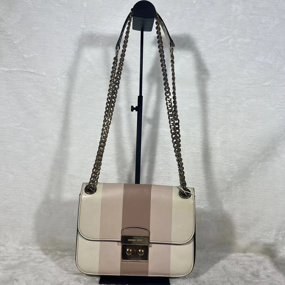 95新 MICHAEL KORS/迈克高仕 粉拼白色单肩包G24020488尺寸21*15