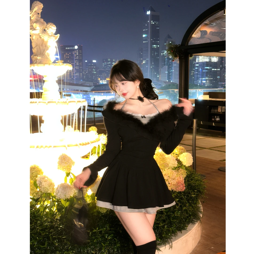 MengFairy清清【甜蜜契约】纯欲假两件拼接收腰显瘦连衣裙4275M