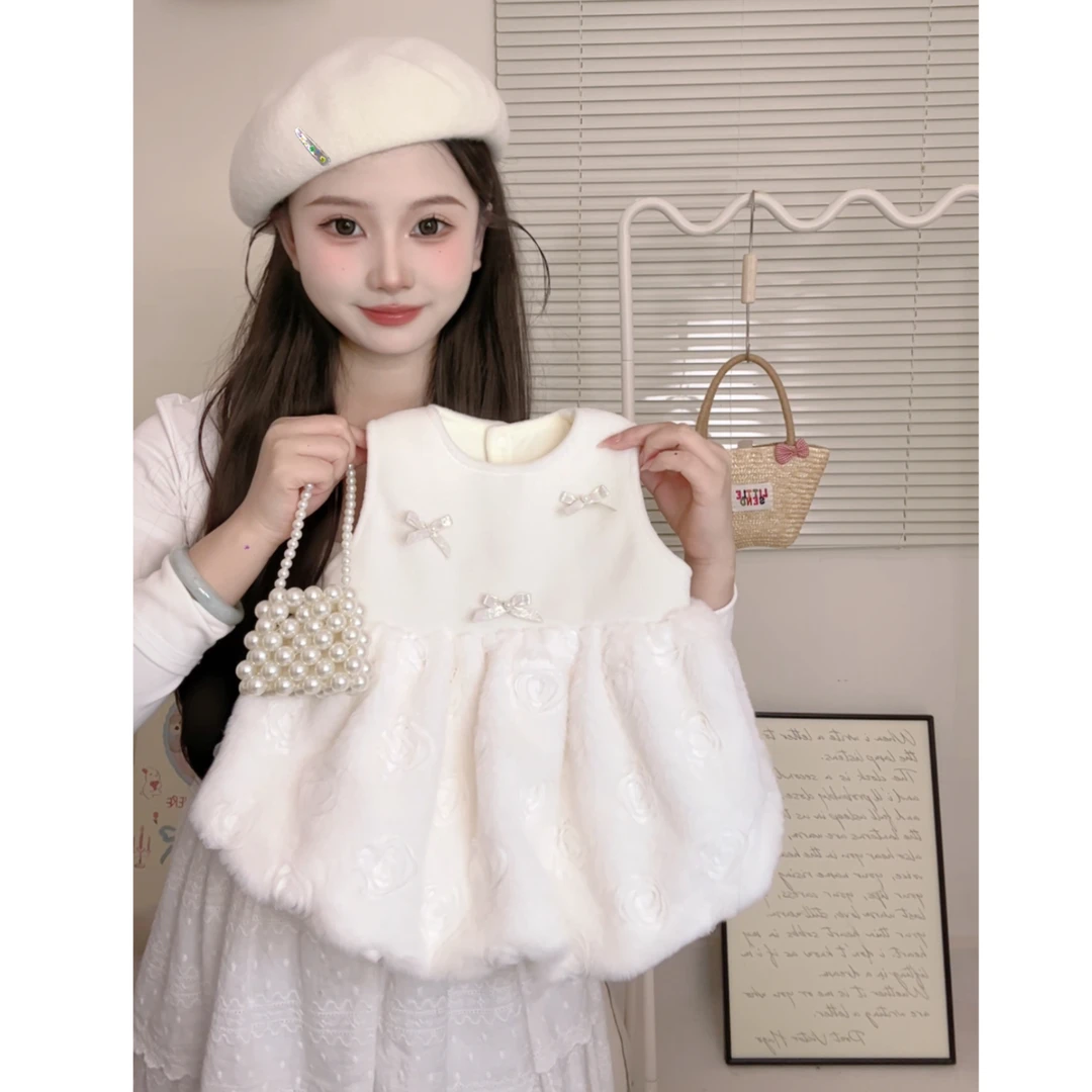 女宝宝加绒公主裙女童小香风周岁礼服裙冬装千金风玫瑰连衣裙