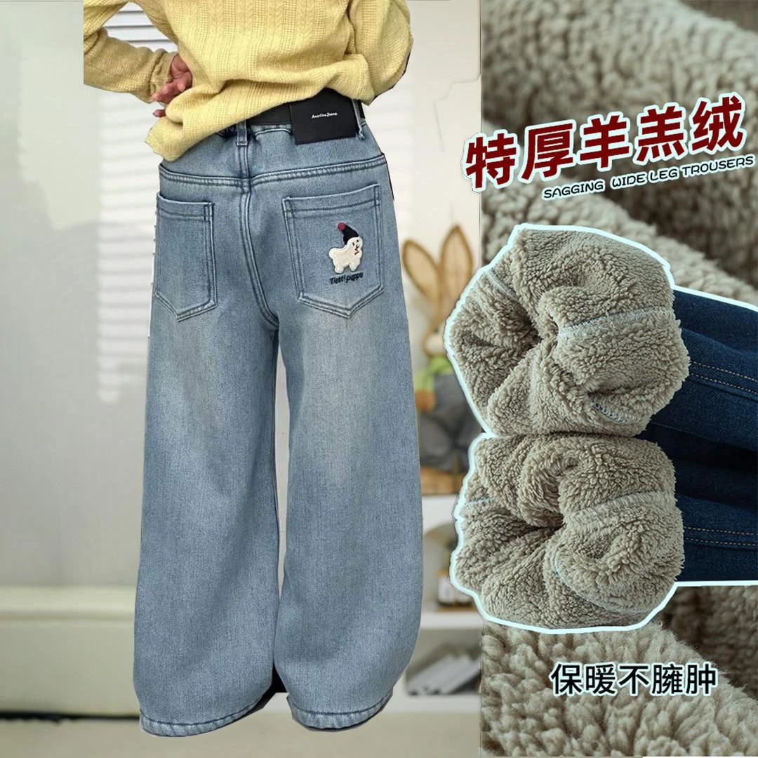 【现货 新年爆款一条过冬.特厚款】女童加绒牛仔裤加绒加厚冬季新款