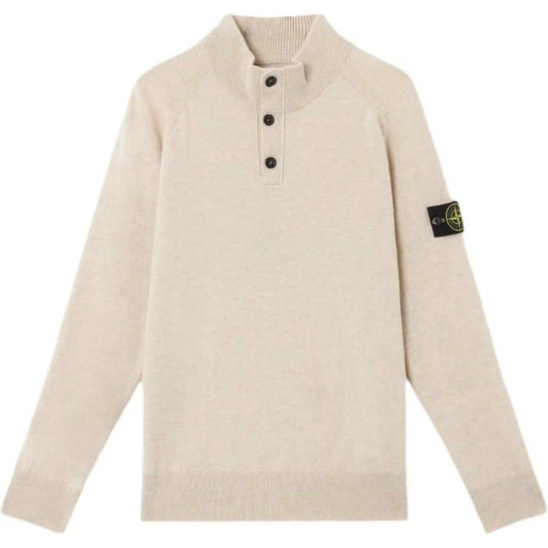 现货Stone Island石头岛羊毛半领针织衫 25新款 米白色