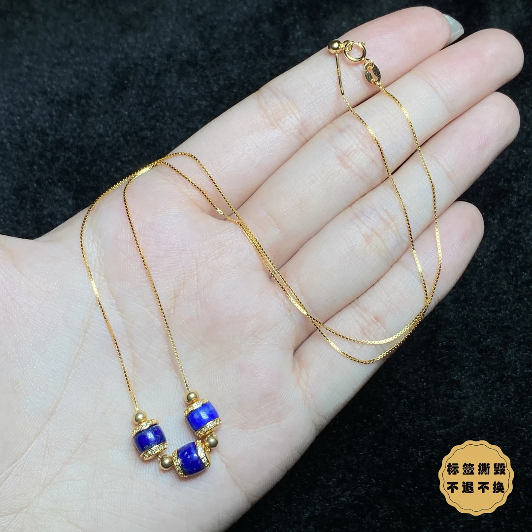 【小北好物】S925银青金石项链约6*6mm【多样性发一件】QL01X1382
