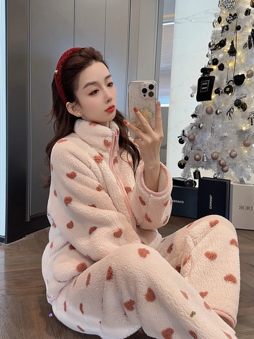 【大静静】“暖呼呼”加绒加厚立领时尚保暖可外穿家居服